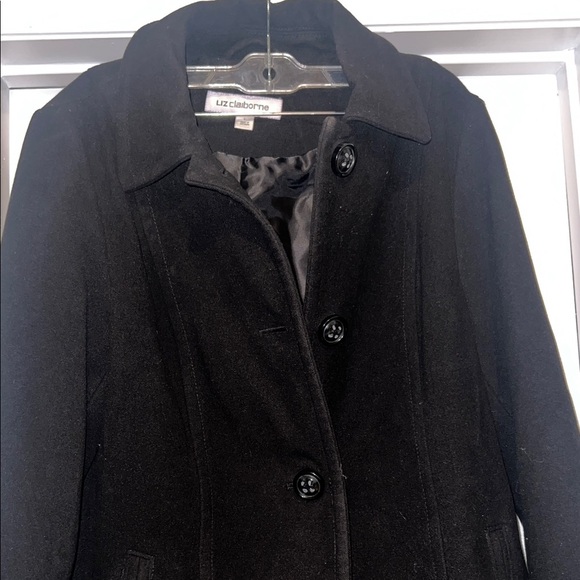Liz Claiborne Classic Black Pea Coat - Picture 2 of 11
